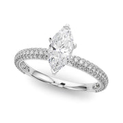 Crowned Pave Round Diamond Engagement Ring in 10K/14K gold and platinum with certified lab-grown or natural diamonds
