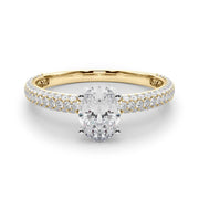 Crowned Pave Round Diamond Engagement Ring in 10K/14K gold and platinum with certified lab-grown or natural diamonds