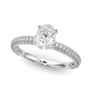 Crowned Pave Round Diamond Engagement Ring in 10K/14K gold and platinum with certified lab-grown or natural diamonds