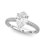 Crowned Pave Round Diamond Engagement Ring in 10K/14K gold and platinum with certified lab-grown or natural diamonds