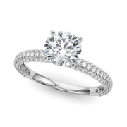 Crowned Pave Round Diamond Engagement Ring in 10K/14K gold and platinum with certified lab-grown or natural diamonds