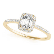 Dazzling Halo Emerald Diamond Engagement Ring in 10K/14K gold and platinum with certified lab-grown or natural diamonds