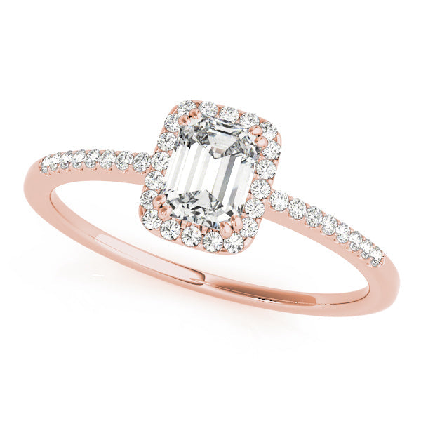Dazzling Halo Emerald Diamond Engagement Ring in 10K/14K gold and platinum with certified lab-grown or natural diamonds