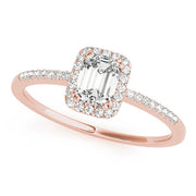 Dazzling Halo Emerald Diamond Engagement Ring in 10K/14K gold and platinum with certified lab-grown or natural diamonds