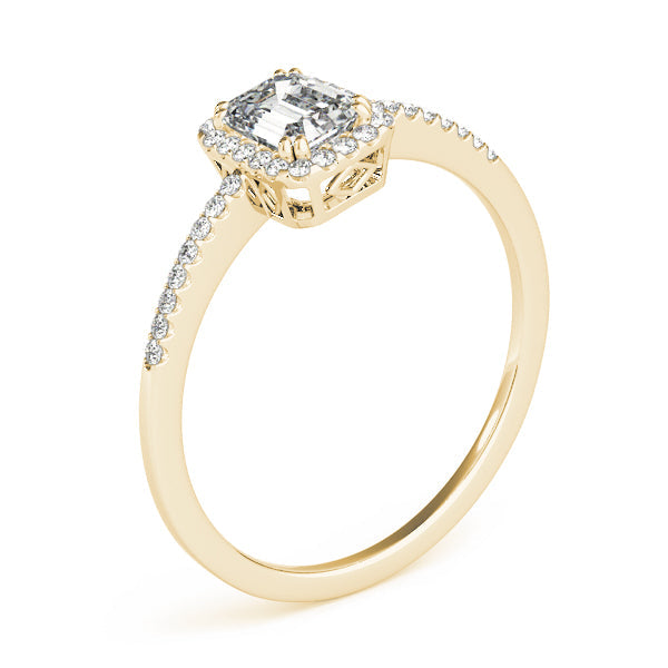 Dazzling Halo Emerald Diamond Engagement Ring in 10K/14K gold and platinum with certified lab-grown or natural diamonds
