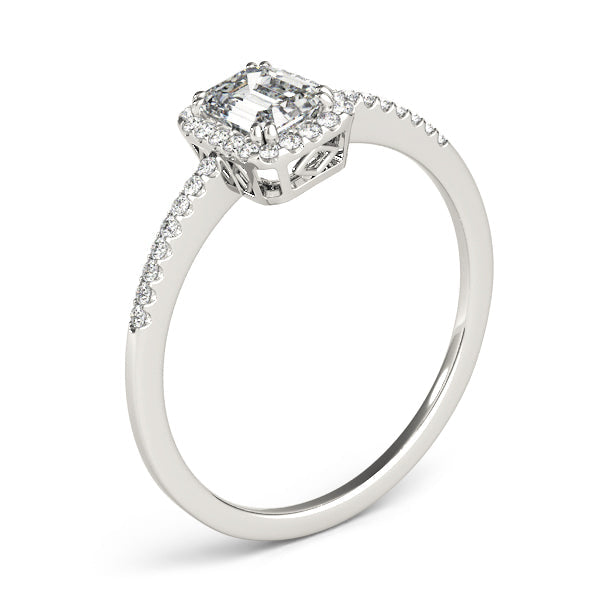 Dazzling Halo Emerald Diamond Engagement Ring in 10K/14K gold and platinum with certified lab-grown or natural diamonds