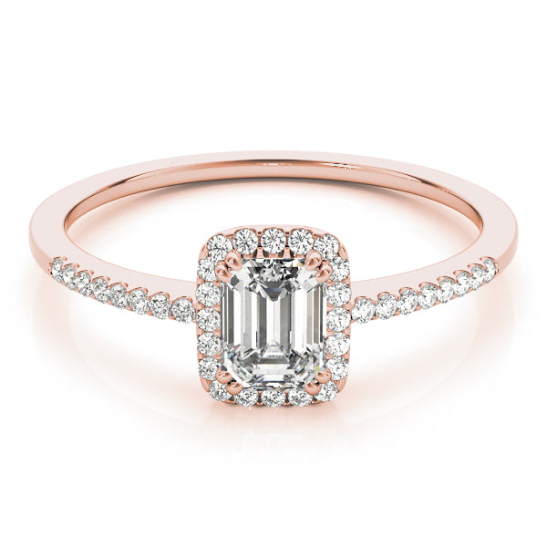 Dazzling Halo Emerald Diamond Engagement Ring in 10K/14K gold and platinum with certified lab-grown or natural diamonds