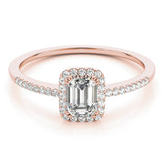 Dazzling Halo Emerald Diamond Engagement Ring in 10K/14K gold and platinum with certified lab-grown or natural diamonds