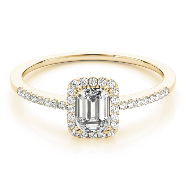 Dazzling Halo Emerald Diamond Engagement Ring in 10K/14K gold and platinum with certified lab-grown or natural diamonds