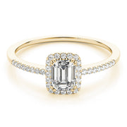 Dazzling Halo Emerald Diamond Engagement Ring in 10K/14K gold and platinum with certified lab-grown or natural diamonds