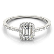 Dazzling Halo Emerald Diamond Engagement Ring in 10K/14K gold and platinum with certified lab-grown or natural diamonds