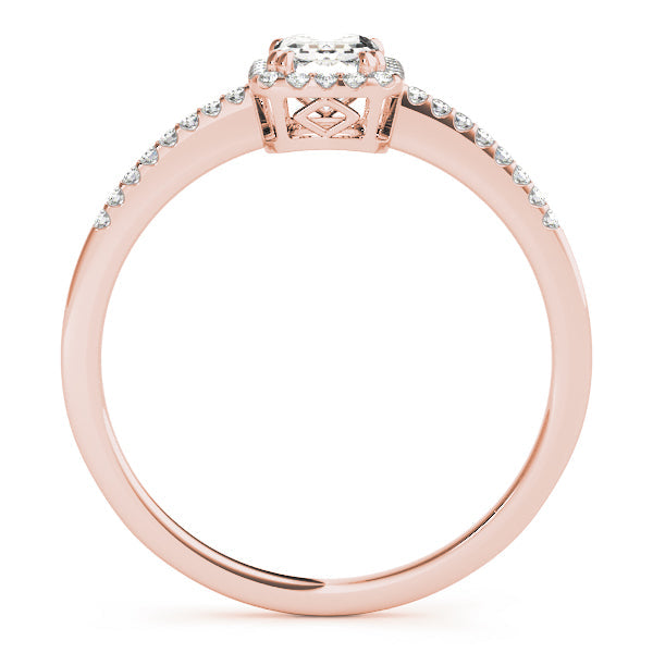 Dazzling Halo Emerald Diamond Engagement Ring in 10K/14K gold and platinum with certified lab-grown or natural diamonds