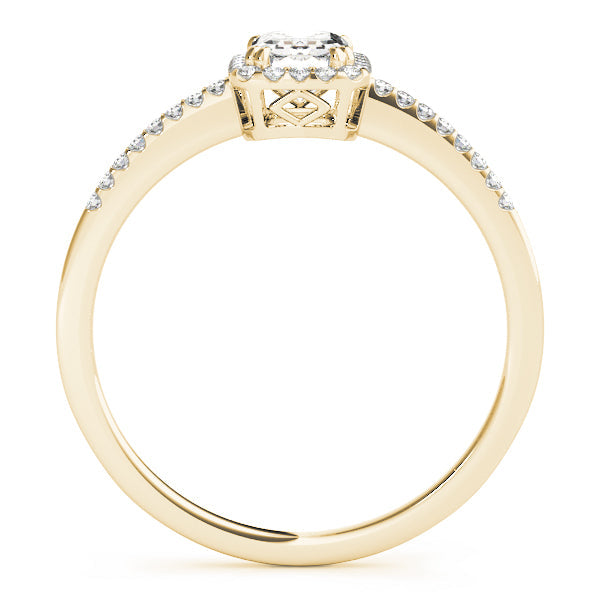 Dazzling Halo Emerald Diamond Engagement Ring in 10K/14K gold and platinum with certified lab-grown or natural diamonds