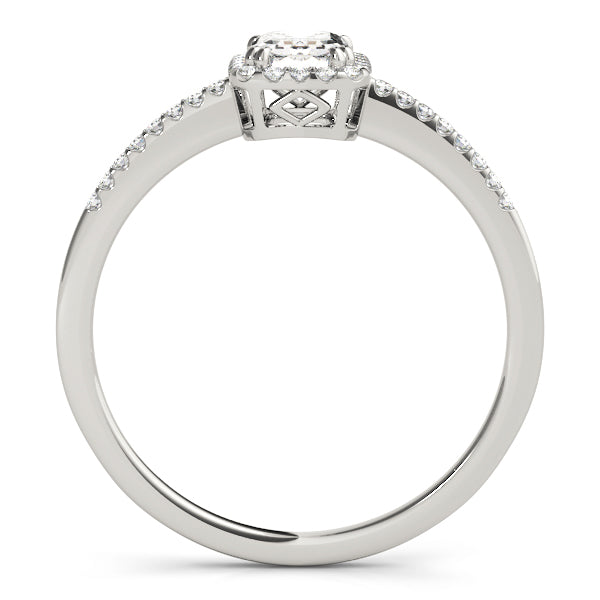 Dazzling Halo Emerald Diamond Engagement Ring in 10K/14K gold and platinum with certified lab-grown or natural diamonds