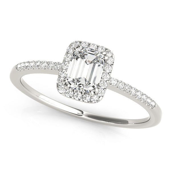 Dazzling Halo Emerald Diamond Engagement Ring in 10K/14K gold and platinum with certified lab-grown or natural diamonds