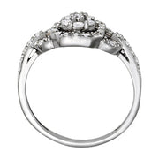 Splendid Diamond Fashion Cluster Round Diamond Engagement Ring in 10K/14K gold and platinum with certified lab-grown or natural diamonds