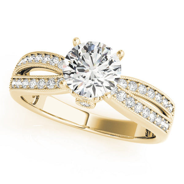 Pristine Multi-Row Round Diamond Engagement Ring in 10K/14K gold and platinum with certified lab-grown or natural diamonds