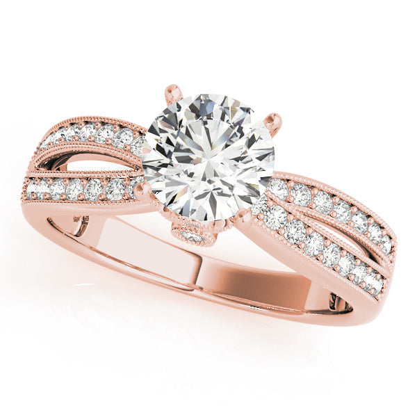 Pristine Multi-Row Round Diamond Engagement Ring in 10K/14K gold and platinum with certified lab-grown or natural diamonds