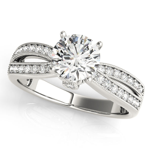 Pristine Multi-Row Round Diamond Engagement Ring in 10K/14K gold and platinum with certified lab-grown or natural diamonds