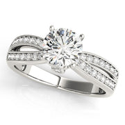 Pristine Multi-Row Round Diamond Engagement Ring in 10K/14K gold and platinum with certified lab-grown or natural diamonds
