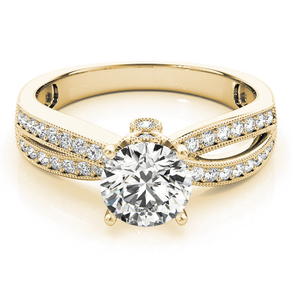 Pristine Multi-Row Round Diamond Engagement Ring in 10K/14K gold and platinum with certified lab-grown or natural diamonds