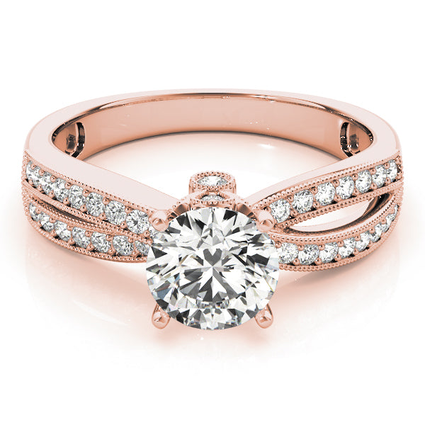 Pristine Multi-Row Round Diamond Engagement Ring in 10K/14K gold and platinum with certified lab-grown or natural diamonds