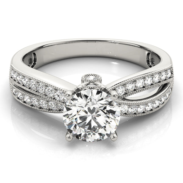 Pristine Multi-Row Round Diamond Engagement Ring in 10K/14K gold and platinum with certified lab-grown or natural diamonds