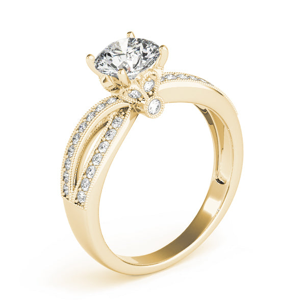 Pristine Multi-Row Round Diamond Engagement Ring in 10K/14K gold and platinum with certified lab-grown or natural diamonds