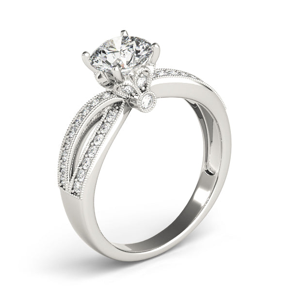 Pristine Multi-Row Round Diamond Engagement Ring in 10K/14K gold and platinum with certified lab-grown or natural diamonds