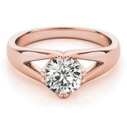 Adored Solitaires Any Shape Round Diamond Engagement Ring in 10K/14K gold and platinum with certified lab-grown or natural diamonds