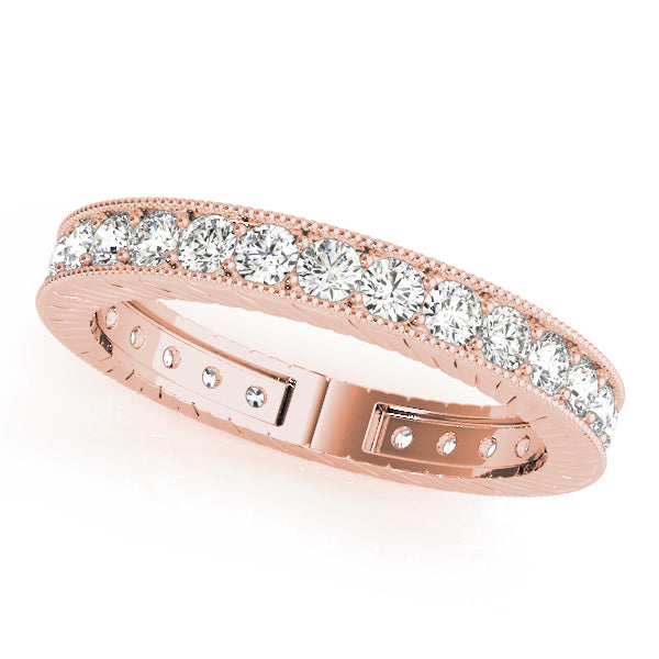 Milgrain Prong in Channel Full Eternity Ring in Gold & Platinum