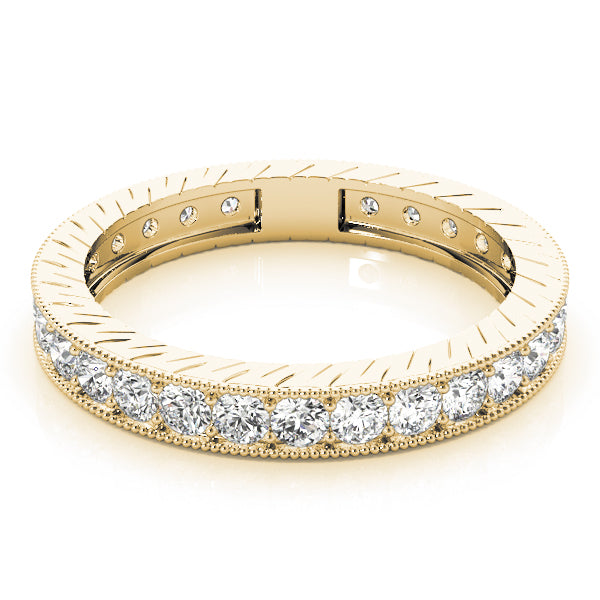 Milgrain Prong in Channel Full Eternity Ring in Gold & Platinum