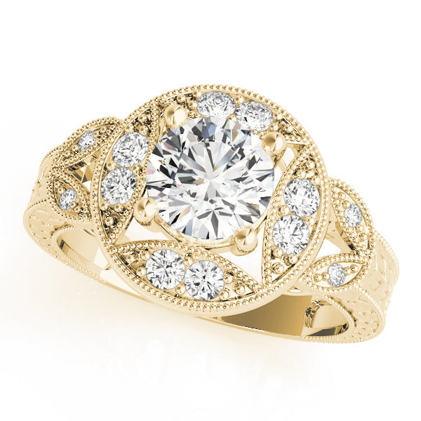 Classic Antique Round Diamond Engagement Ring in 10K/14K gold and platinum with certified lab-grown or natural diamonds