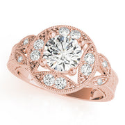 Classic Antique Round Diamond Engagement Ring in 10K/14K gold and platinum with certified lab-grown or natural diamonds