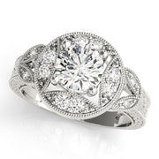 Classic Antique Round Diamond Engagement Ring in 10K/14K gold and platinum with certified lab-grown or natural diamonds