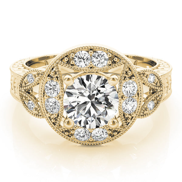 Classic Antique Round Diamond Engagement Ring in 10K/14K gold and platinum with certified lab-grown or natural diamonds