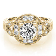 Classic Antique Round Diamond Engagement Ring in 10K/14K gold and platinum with certified lab-grown or natural diamonds