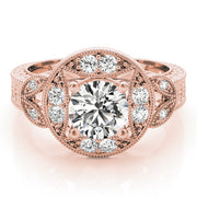 Classic Antique Round Diamond Engagement Ring in 10K/14K gold and platinum with certified lab-grown or natural diamonds