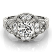 Classic Antique Round Diamond Engagement Ring in 10K/14K gold and platinum with certified lab-grown or natural diamonds