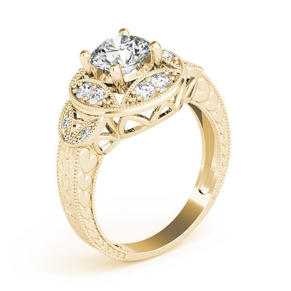 Classic Antique Round Diamond Engagement Ring in 10K/14K gold and platinum with certified lab-grown or natural diamonds