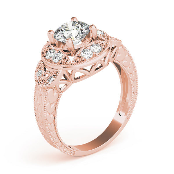 Classic Antique Round Diamond Engagement Ring in 10K/14K gold and platinum with certified lab-grown or natural diamonds