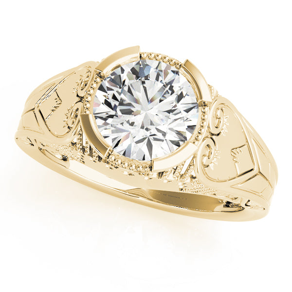 Timeless Antique Round Diamond Engagement Ring in 10K/14K gold and platinum with certified lab-grown or natural diamonds