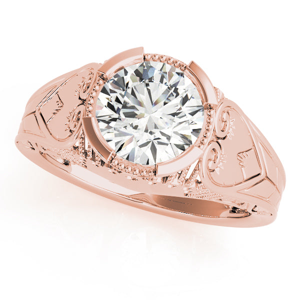 Timeless Antique Round Diamond Engagement Ring in 10K/14K gold and platinum with certified lab-grown or natural diamonds