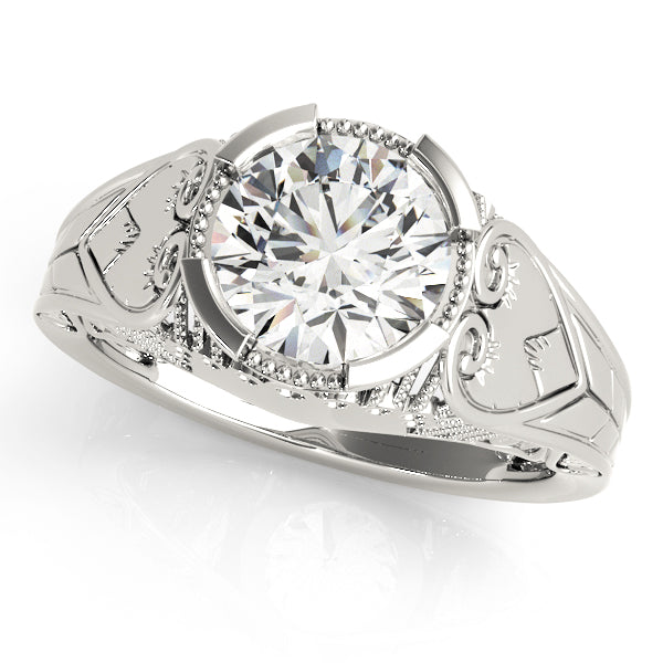 Timeless Antique Round Diamond Engagement Ring in 10K/14K gold and platinum with certified lab-grown or natural diamonds
