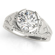 Timeless Antique Round Diamond Engagement Ring in 10K/14K gold and platinum with certified lab-grown or natural diamonds