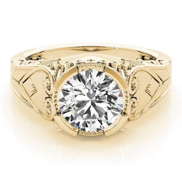 Timeless Antique Round Diamond Engagement Ring in 10K/14K gold and platinum with certified lab-grown or natural diamonds