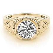 Timeless Antique Round Diamond Engagement Ring in 10K/14K gold and platinum with certified lab-grown or natural diamonds