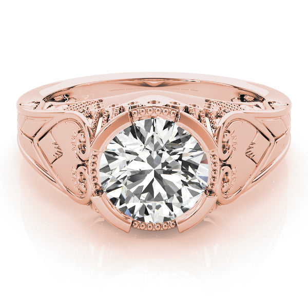 Timeless Antique Round Diamond Engagement Ring in 10K/14K gold and platinum with certified lab-grown or natural diamonds