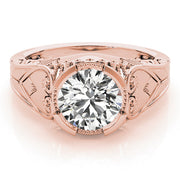 Timeless Antique Round Diamond Engagement Ring in 10K/14K gold and platinum with certified lab-grown or natural diamonds