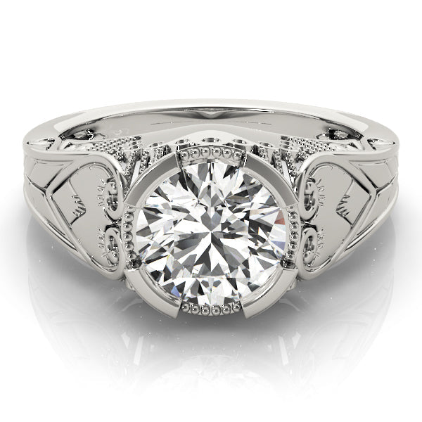 Timeless Antique Round Diamond Engagement Ring in 10K/14K gold and platinum with certified lab-grown or natural diamonds
